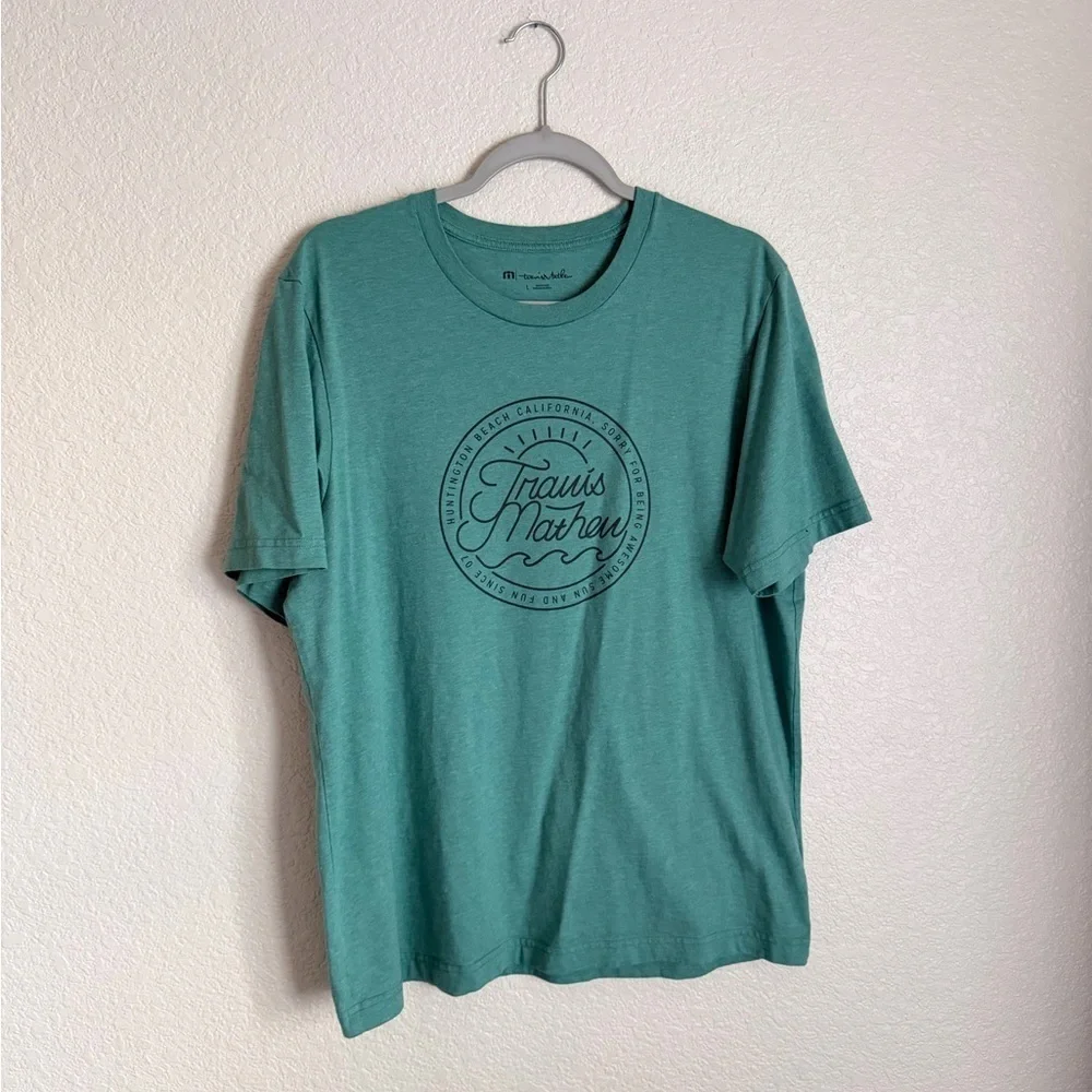 TravisMathew Men’s Short Sleeve Crewneck Graphic Short Sleeve Tee L Green